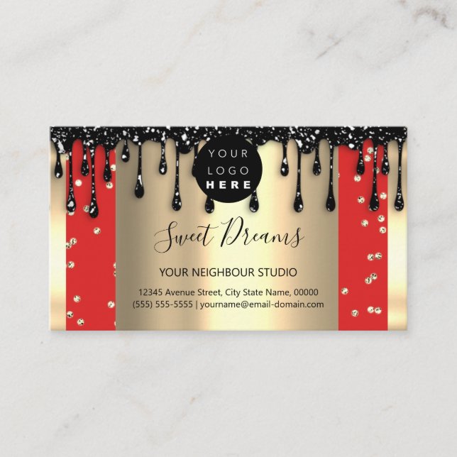 Logotyp Hair Makeup Nagel Drives SPA QR Code Red Visitkort (Framsida)