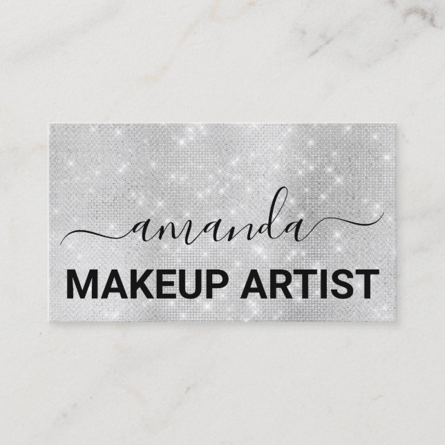 Logotyp Hairdresser Grått Silver Visitkort (Framsida)