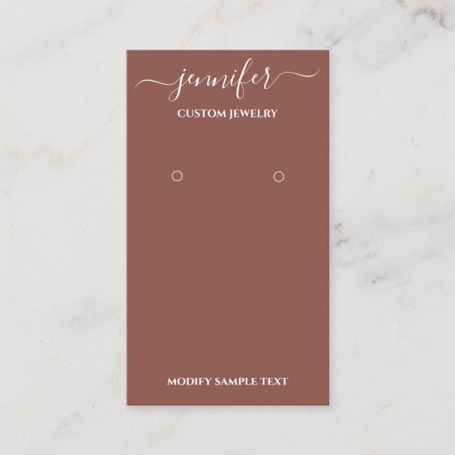 Logotyp Handmade Jewelry Card Brown Ro Visitkort (Framsida)