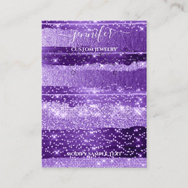 Logotyp Handmade Jewelry Card Lila Rand Visitkort (Framsida)