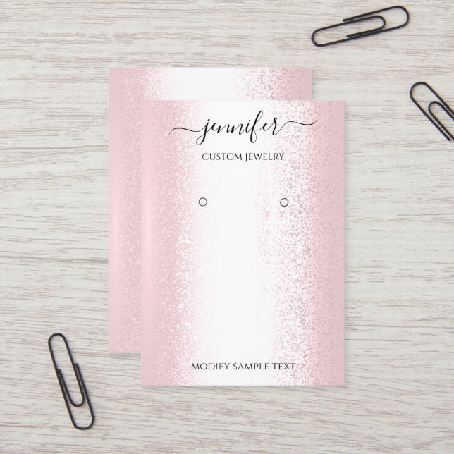 Logotyp Handmade Jewelry Card Rosa ros Visitkort (Fram/Back In Situ)