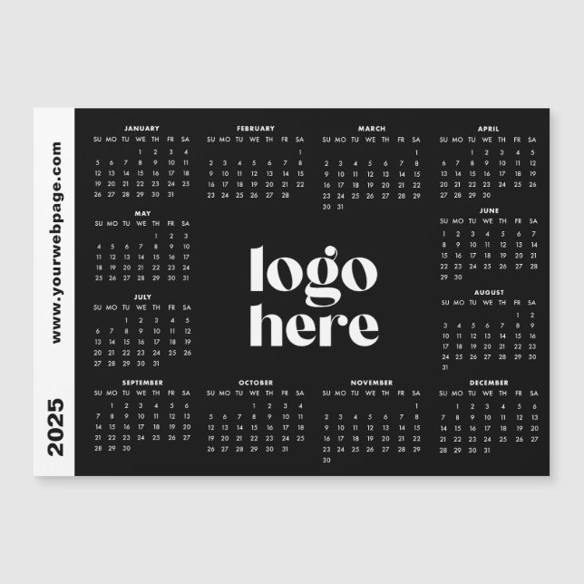 Logotyp här Black 2025 Magnetic Calendar (Framsida)