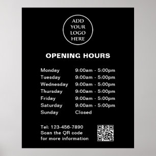 Logotyp här Store-timmar Företag med QR-kod Poster