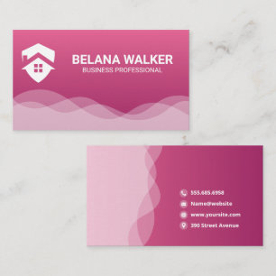 Logotyp hemma Wave-bakgrund för Rosa Abstrakt Visitkort