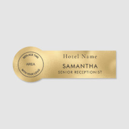 Logotyp Hotel-personalens jobbtitel Metallic Guld Namnbricka