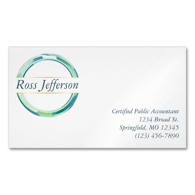 Logotyp i blå cirkel magnetiska visitkort (Framsida)