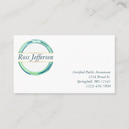 Logotyp i blå cirkel visitkort