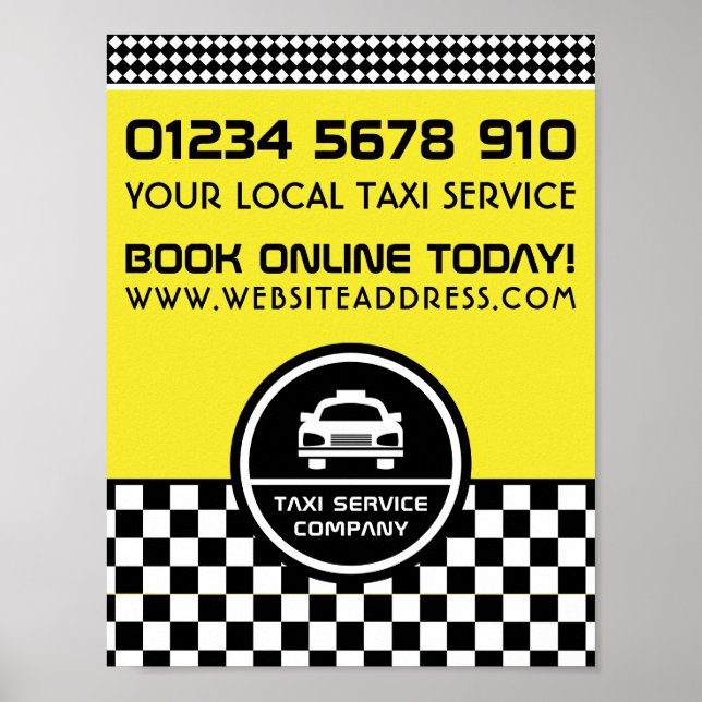 Logotyp i cirkling av White Taxi Cab Poster (Framsidan)