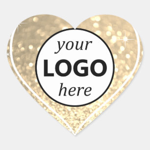 Logotyp Image Template Golden Glitter Gnistra Star Hjärtformat Klistermärke