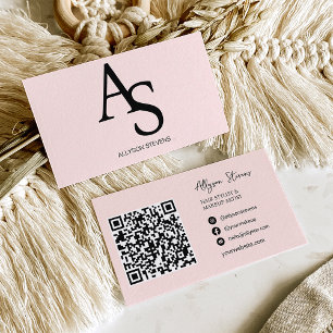 Logotyp initialer Bush rosa hår makup qr code Visitkort