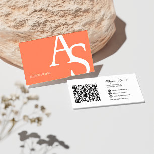 Logotyp initialer korall orange fet makup qr-kod visitkort