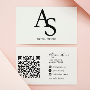 Logotyp initialer Svartvit hårmakeup qr-kod Visitkort