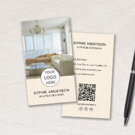 Logotyp Inredningsdesigner Foto QR Sociala Medier Visitkort