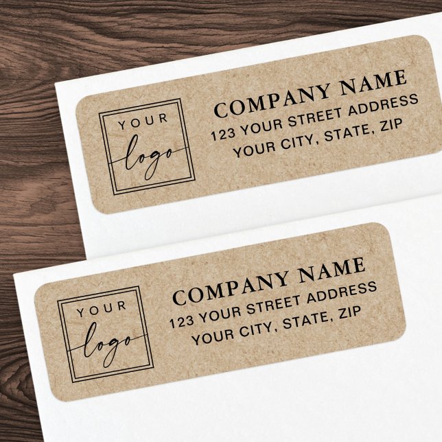 Logotyp Kraft papper look Business returadress Etikett (Logo Kraft paper look business return address Label)