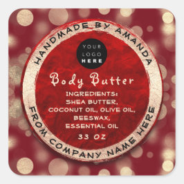 Logotyp Kropp Balm Butter Cosmetic Guld Ruby Confe Fyrkantigt Klistermärke