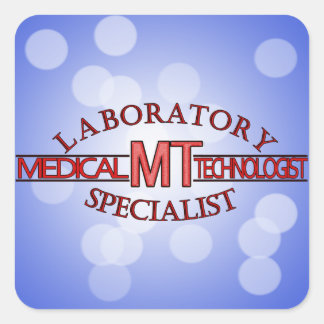 LOGOTYP LABORATORIE SPECIALIST MT MEDICINSK TEKNIK FYRKANTIGT KLISTERMÄRKE