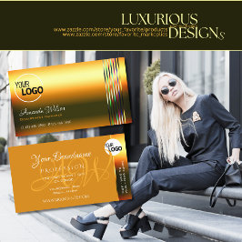 Logotyp läggs till för Shimmery Orange Färgfull de Visitkort