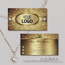 Logotyp läggs till i Lyuxe Golden Glitter Stars Di Visitkort