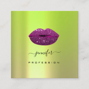 Logotyp läppar Greenery Violet Professionell Make Fyrkantigt Visitkort
