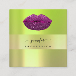 Logotyp läppar Grönt Lila Professionell Makeup A Fyrkantigt Visitkort