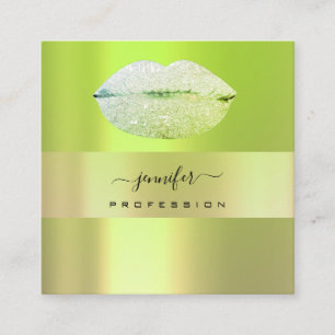 Logotyp läppar Grönt Mint Professionell Makeup A Fyrkantigt Visitkort