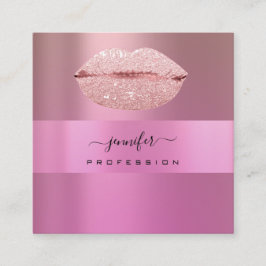 Logotyp läppar Ro Rosa Professionell  Makeup Artis Fyrkantigt Visitkort