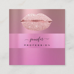 Logotyp läppar Ro Rosa Professionell Makeup Artis Fyrkantigt Visitkort