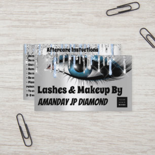 Logotyp Lash Aftercare Instruction Blue Silver Visitkort