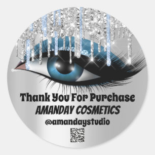 Logotyp Lash Extension Makeup Artist Grått QRCODE Runt Klistermärke
