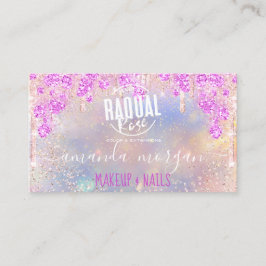 Logotyp Lash Hair Makeup Nagel Rosa Holograph Visitkort