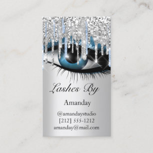 Logotyp Lash Makeup Artist Silver Blue QR-kod Visitkort