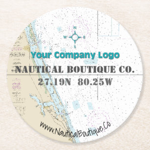 Logotyp Latitude Longitud Stuart Florida-diagram Underlägg Papper Rund