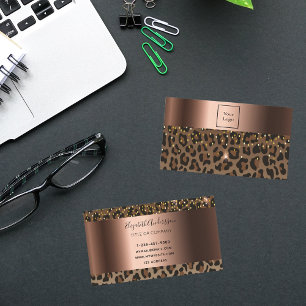 Logotyp leopard svart brun gnistra Bronze metall Visitkort