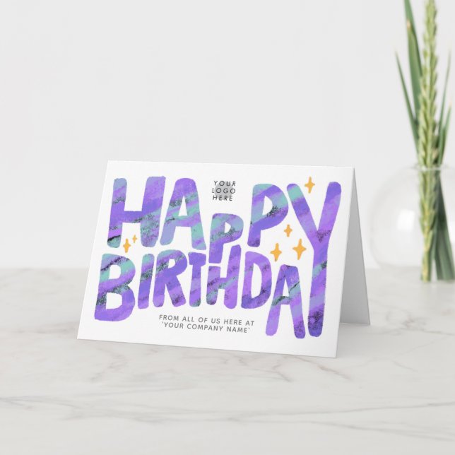 Logotyp Lila Roligt Crayon Handwrite Stars Birthda Kort (Framsida)