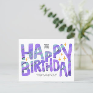 Logotyp Lila Roligt Crayon Handwrite Stars Birthda Vykort