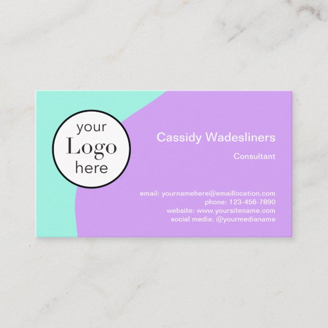 Logotyp Lila Teal Affärskort Visitkort (Framsida)