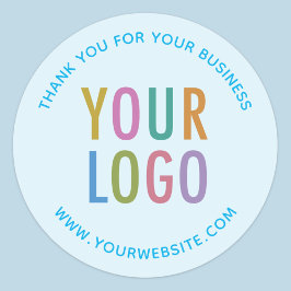Logotyp Ljusblå för Business Tack Stickers Anpassn Runt Klistermärke
