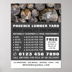 Logotyp, Lumber/Timber/Wood Yard-reklam Poster