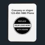 Logotyp - magneter för företag<br><div class="desc">Affärsmagneter för logotyp,  inklusive text som du kan anpassa med ditt företag namn,  slogan,  eller meddelande- och logotyp-mall som du enkelt kan ersätta med din egen affärsmall. Ändra färg i bakgrunden så att du blir helt egen.</div>