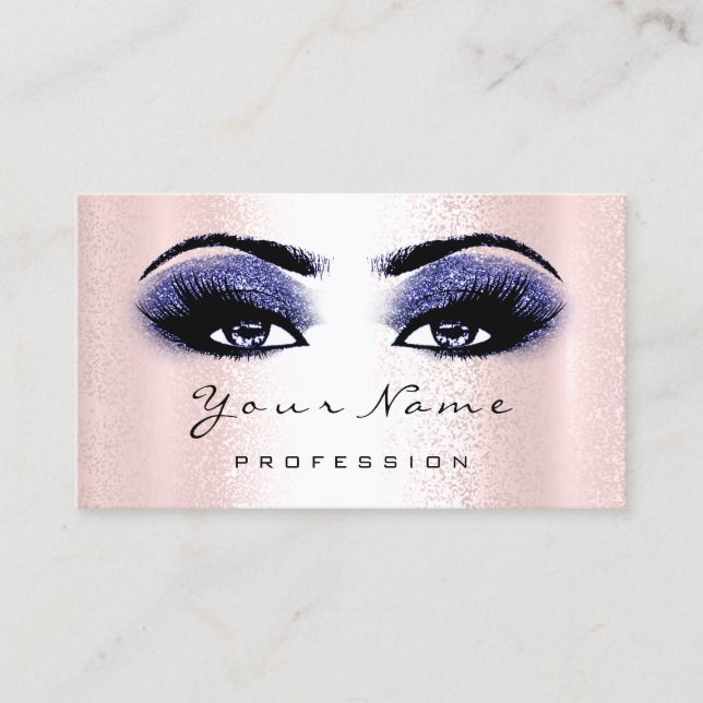 Logotyp Makeup Artist Professionell Navy Blue Lash Visitkort (Framsida)