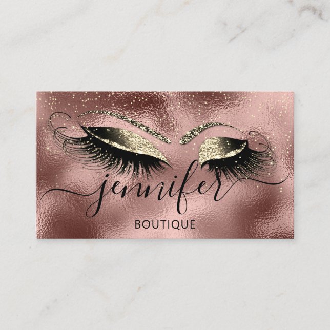 Logotyp Makeup Boutique Lash Studio Öga Ro Guld Visitkort (Framsida)