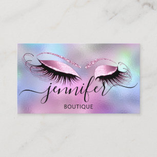 Logotyp Makeup Boutique Lash Studio Rosa Holograph Visitkort