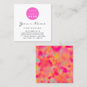 Logotyp Makeup Hair Nagel Blommigt Rosa Abstrakt Fyrkantigt Visitkort