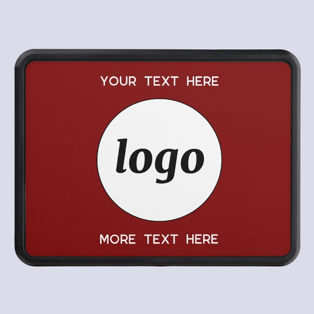 Logotyp med text Business Promoting Burgundy Red Dragkroksskydd (Simple logo with custom text business branding promotional trailer hitch cover)