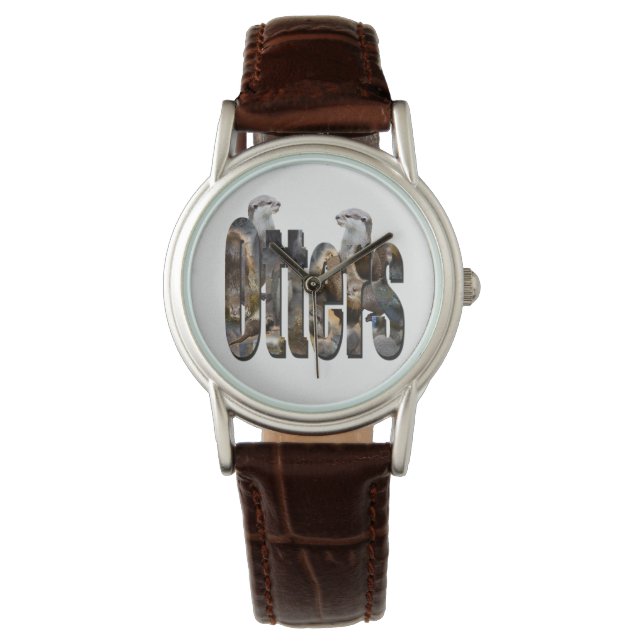 Logotyp med utterbilder med uttrar, armbandsur (Framsida)