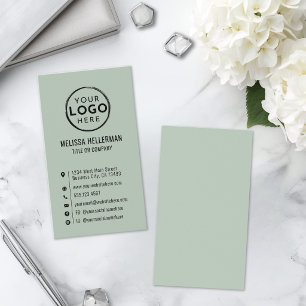 Logotyp Minimal Modern Vertikal Salvia Grön Visitkort