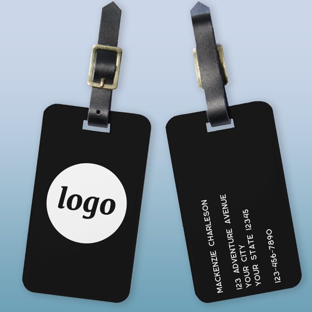 Logotyp Minimalistisk Svart Företag Bagagebricka (Logo business promotional luggage tag)