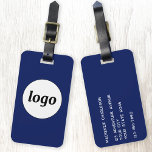 Logotyp - Minimalistiskt reklamnavy Blue Business Bagagebricka<br><div class="desc">Enkel logotyp för ditt företag. Byt ut logotypen och informationen mot din egen och anpassa bakgrunden till färg i designen verktyg. Perfekt för att vara en marknadsföringspost till ge för kunder,  kunder och anställda,  samt för affärsresor och affärsutställningar.</div>