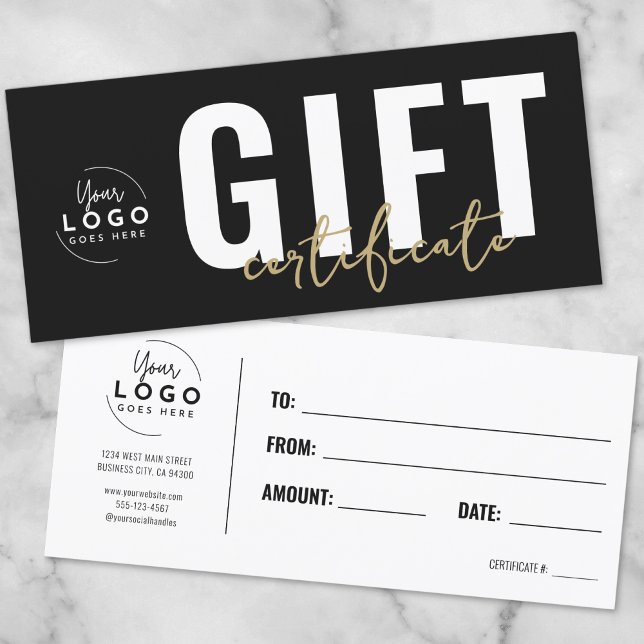 Logotyp Modern Black Guld Business Gift Certificat (Logo Modern Black Gold Business Gift Certificate)