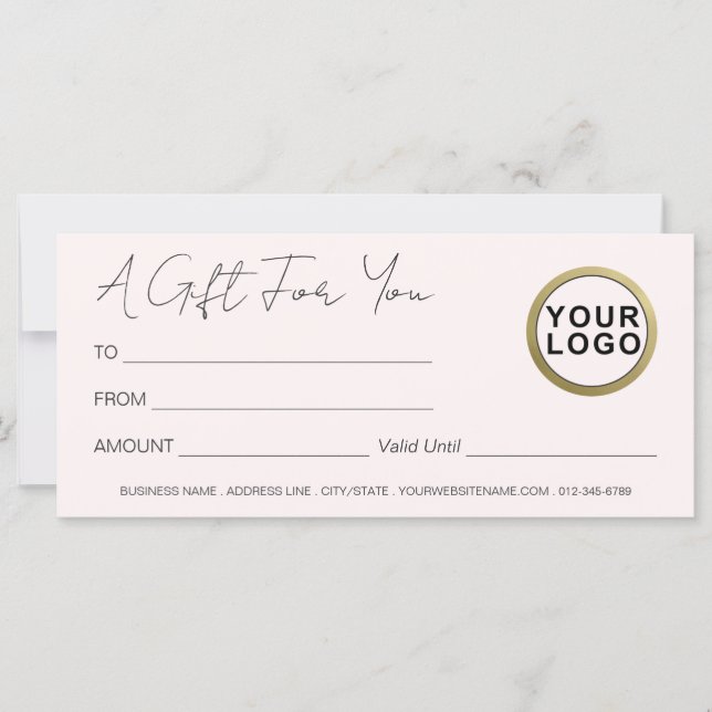 Logotyp Modern Elegant | Rosa Gift-certifikat (Framsida)